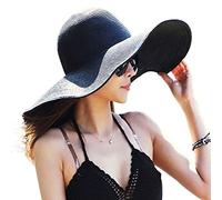 DRESHOW Womens Big Bowknot Straw Hat Floppy Foldable Roll up Beach Cap Sun Hat UPF 50+