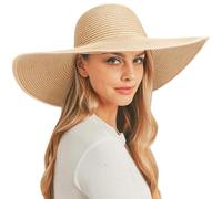 DRESHOW Womens Big Bowknot Straw Hat Floppy Foldable Roll up Beach Cap Sun Hat UPF 50+