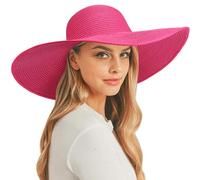 DRESHOW Womens Big Bowknot Straw Hat Floppy Foldable Roll up Beach Cap Sun Hat UPF 50+