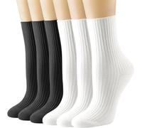 DRESHOW Womens Cute Crew Socks Casual Athletic Aesthetic Socks Neutral Cotton Socks for Sports, Leisure and Parties