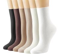 DRESHOW Womens Cute Crew Socks Casual Athletic Aesthetic Socks Neutral Cotton Socks for Sports, Leisure and Parties