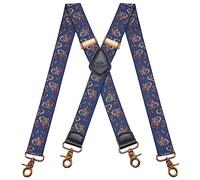 Dresime Mens Braces for Trousers with Strong 4 Hook-Clips, 3.5cm Wide Vintage Suspenders Braces for Men & Women Heavy Duty Elastic Adjustable X Shape