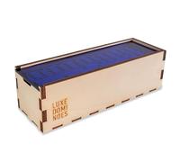 Dresmannst Deluxe Modern Domino Set Double Six, with Jumbo Sized Tournament Dominoes Black and White Two Toned with Spinner (Rivets) in Wood Box with Acrylic Top (Blue)
