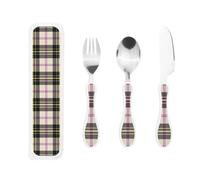 Dress Ancient Tartan of The Scottish Clan Macpherson Portable Kids Utensil Set Stainless Steel Fork, Spoon & Knife 3-Piece-Set, Easy to Clean, and Perfect for School, Travel, Or Home Use