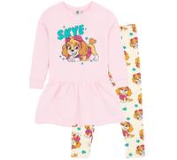 Paw Patrol Girls Sweater Dress And Leggings Set | Skye Helicopter Rescue Pup | Multicoloured Sweatshirt Jumper and All Over Print Trousers Outfit For Kids | Cartoon Merchandise Gift for Children