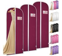 Dress Bags Covers Long, Burgundy, 63" Long Dress Cover Garment Bag with Zip, Breathable Dustproof Clothes Cover Protector Bag, Full Length Dress Bag for Storage and Travel