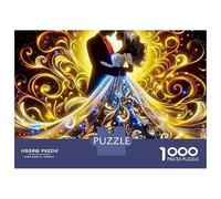 Dress Beauty 1000 Piece Gilded Black Gown Framable Art Cardboard Puzzle Group Activity Indoor Entertainment Travel Staycation Fun Hobby 52x38cm/1000pcs