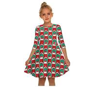 Dress Christmas Girls 122 - Winter Dress Girls Small Baby Children's Dress Set Christmas Snowman Print Patchwork Princess Soft Warm Clothing (A 9 10 Years)