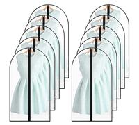 Dress Covers Garment Bags 10 Pack, 100x60cm Dustproof Clothes Covers with Zip, Translucent Waterproof Suit Protector Bags for Storage, Travel, and Moth Proof