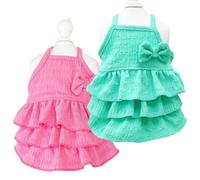[ Dress for Small Dog or cat ] : X-Large fits Chest 20.5”, Back 15.7”, Wight About 13.5-17.6 lb,pls Follow The Chest Girth in Priority and Size up if Between 2 Size (Pink Blue, X-Large)