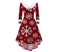 Dress for Womens, Women's Ladies Soft Velvet Mrs Santa Claus Costume Christmas Fancy Dress Outfit for Summer Holiday