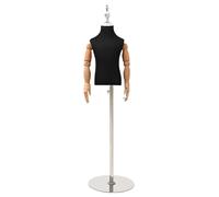 Dress Form Adjustable 120-157cm Black PP Cotton Torso on Galvanised Steel Base.