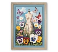 Dress Form in Bloom Eclectic Framed Wall Art Print A1 (84.1×59.4cm) Oak, Wall Decor for Living Room, Bedroom, Office & Home, Ready to Hang, Art Gift