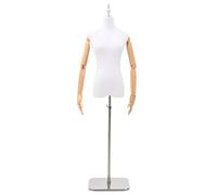 Dress Form Mannequin Adjustable White 165-213cm PP Galv Steel Base Wood Arms Pro
