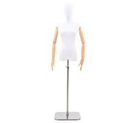 Dress Form Mannequin Female White PP Cotton Adjustable 165-213cm Wood Arms Tall