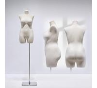 Dress Form Mannequin,Plus Size Adjustable Half Body Mannequin for Women - Silver Dress Form with Stand for Fashion Styling, Sewing & Store Display, Size: Stand B, Model 56425