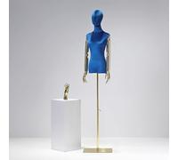 Dress Form with Head and Posable Metal Arms,Height Adjustable Female Mannequin Torso,Electroplating Clothing Display Model with Metal Base(H:62in-82in, White) (Blue3 H:62in82in)