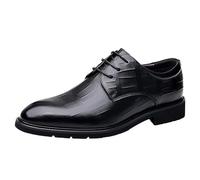Dress Formal Shoes for Men's Genuine Leather Comfort Orthopedic Anti-Slip Non Slip Resistant Shoe for Business Office Party Wedding Classic Lace Up Breathable(7 UK) Black