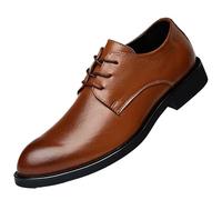 Dress Formal Shoes for Men's Spanish Leather Outdoor Non Slip Block Heel Anti-Slip Slip Resistant Shoe for Business Office Party Wedding Fashion Lace Up Breathable(Marrone,6.5 UK)