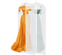 Dress Garment Bags for Storage 70 inch with Clear Window and 4" Gusset Dress Cover Bag for Long Evening Dresses,Fur Coat, Long Dress Gown Closet Storage, 2 Pack