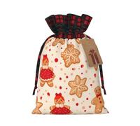 Dress Gingerbread Man Snowflake Cookie Christmas Burlap Gift Bags With Drawstring And Tags - Tiny Small Gift Bags For Xmas Candy And Christmas Supplies, Christmas Drawstring Gift Bags 8.3×11.8in