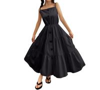 Dress Girls 128 Enlifety Girls Summer Casual Dress Tiered Dress Spaghetti Straps Twirl Swing Size 6 14T Made of Tulle Girls, black, 8-9 Years