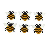 Dress It Up Button - Bee Happy, 6pcs, Black, Yellow, White, Plastic, Craft, Scrapbook
