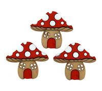Dress It Up Buttons - Mushroom Houses 3pcs