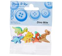 Dress it Up "Dino Mite Button, Plastic, Multi-Colour, 23 x 19-27 x 22 mm, 5-Piece