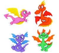 Dress it Up Dragon Tale Button, Plastic, Multi-Colour, 32 x 22-32 x 27 mm, 4-Piece