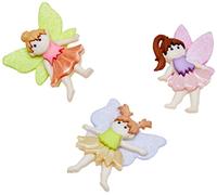 Dress it Up Flower Fairies Button, Plastic, Multi-Colour, 20 x 33 - 25 x 30 mm, 3-Piece