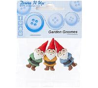 Dress it Up Garden Gnomes Button, Plastic, Multi-Colour, 39 x 16 mm, 3-Piece