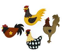 Dress it Up Hen House Button, Plastic, Multi-Colour, 30 x 20-33 x 27 mm, 4-Piece