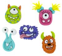 Dress it Up "Monster Faces Button, Plastic, Multi-Colour, 24 x 15-22 x 18 mm, 5-Piece