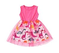 Dress Kids Baby Princess Sleeveless Party Patchwork Tulle Toddler Girls Dinosaur Girls Dress&Skirt Toddler Dress (Pink, 5-6 Years)