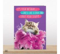 Dress Like A Diva And Strut Your Stuff! - Funny Cat Birthday Card