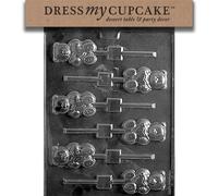 Dress My Cupcake Chocolate Candy Mold, Teddy Bear with Heart Lollipop, Valentine's Day
