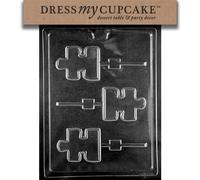 Dress My Cupcake DMCM223 Chocolate Candy Mould, Puzzle Piece Lollipop Autism Awareness