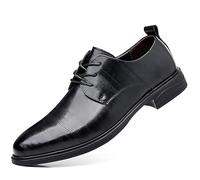 Dress Oxford for Men Lace Up Solid Color Round Toe Vegan Leather Resistant Non Slip Rubber Sole Classic(9 UK) Black