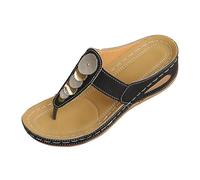 Dress Sandal for Women Flat Women's Wedge Platform Sandal With Brick Detailing Stylish And Corrective Bohemian Beach Flip Flops (6.5)
