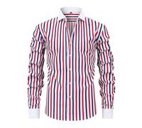 Dress Shirts Men 4-Way Strech Shirts Striped NO Iron Long Sleeve Business Shirt Regular Fit Collared Formal Wedding Work Mens Shirt Button Down Tops