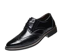 Dress Shoes for Men UK Faux Leather Brogues Derbys Shoes Lace Up Low Heel Formal Wedding Shoe Pointed Toe Oxfords Shoe Soft Comfortable Work Loafers Anti Slip Breathable Office Loafers Black
