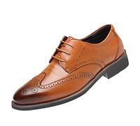 Dress Shoes for Men UK Faux Leather Brogues Derbys Shoes Lace Up Low Heel Formal Wedding Shoe Pointed Toe Oxfords Shoe Soft Comfortable Work Loafers Anti Slip Breathable Office Loafers Yellow