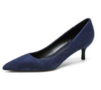 Dress Shoes for Women Pointed Toe Suede Leather Comfortable Cute Womens Heels for Party Wedding Casual Navy 3.5 UK