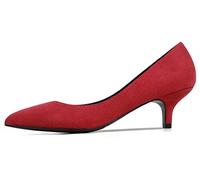 Dress Shoes for Women Pointed Toe Suede Leather Comfortable Cute Womens Heels for Party Wedding Casual Red 8 UK