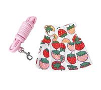 Dress Small Animal Harness Vest And Leash Set Escape-Proof Belt 2 Sizes Strawberry Print Pet Harness