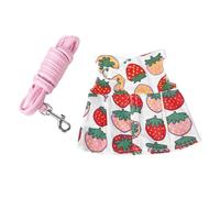 Dress Small Animal Harness Vest And Leash Set Escape-Proof Belt 2 Sizes Strawberry Print Pet Harness