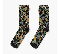 Dress Socks Botanical Australian natives flora, orange, pattern, boho, banksia Novelty Fancy Crazy Pattern Crew Casual for Men Women
