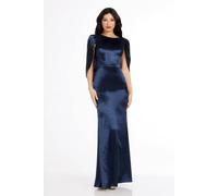 Dress The Population Adina Drape Sleeve Low Back Mermaid Gown Plain In Navy Navy M