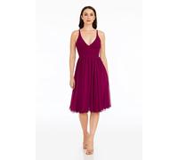 Dress The Population Alicia Plunging Fit And Flare Midi Dress Plain In Purple Purple L